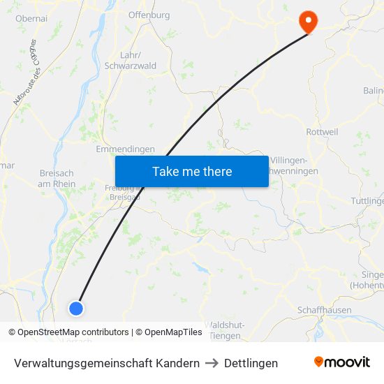 Verwaltungsgemeinschaft Kandern to Dettlingen map