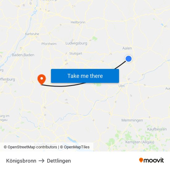 Königsbronn to Dettlingen map