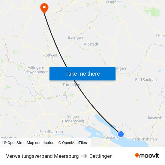 Verwaltungsverband Meersburg to Dettlingen map