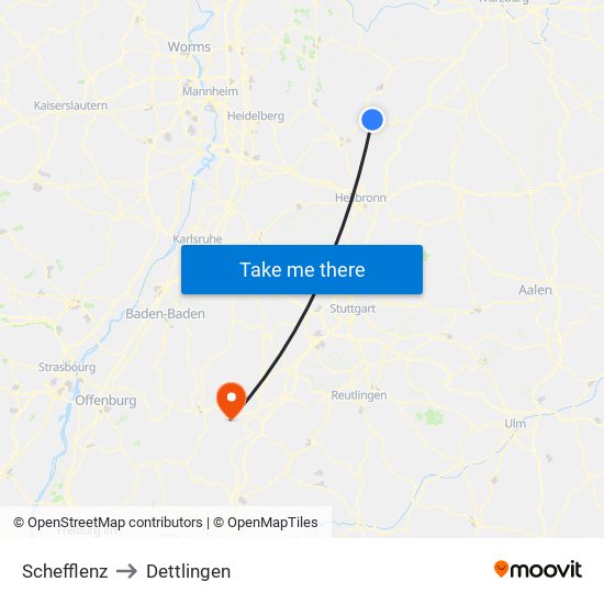 Schefflenz to Dettlingen map