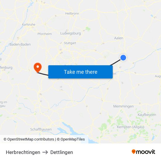 Herbrechtingen to Dettlingen map