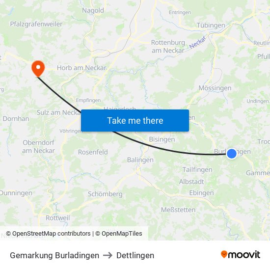 Gemarkung Burladingen to Dettlingen map