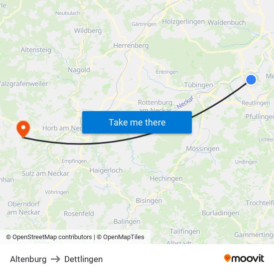 Altenburg to Dettlingen map