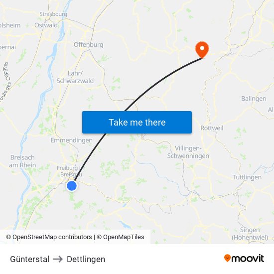 Günterstal to Dettlingen map