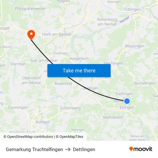 Gemarkung Truchtelfingen to Dettlingen map