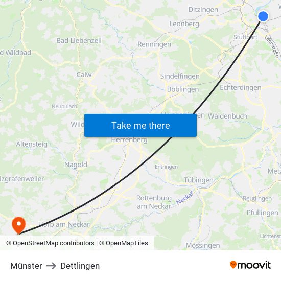 Münster to Dettlingen map