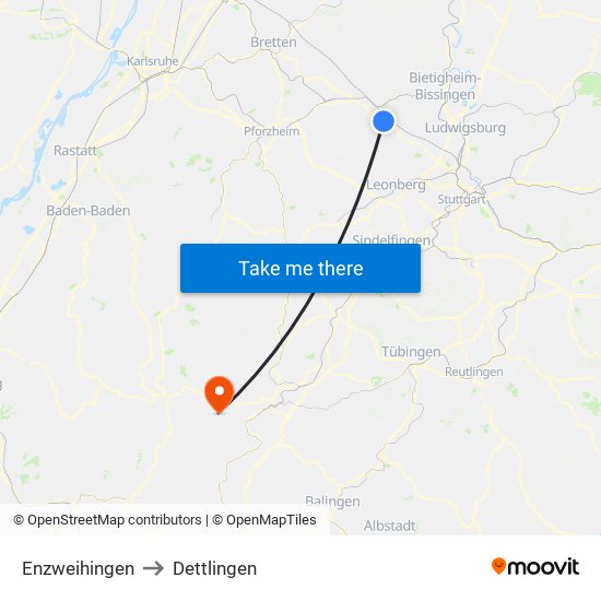 Enzweihingen to Dettlingen map