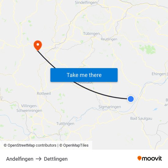 Andelfingen to Dettlingen map