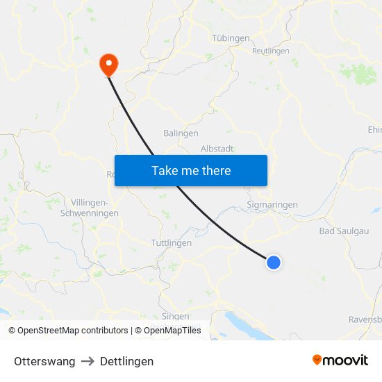 Otterswang to Dettlingen map