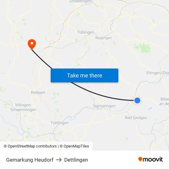 Gemarkung Heudorf to Dettlingen map