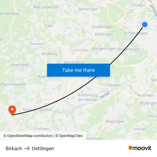 Birkach to Dettlingen map