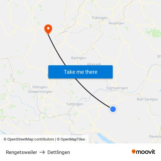 Rengetsweiler to Dettlingen map