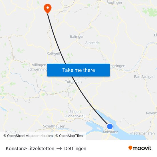 Konstanz-Litzelstetten to Dettlingen map