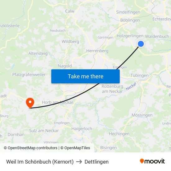 Weil Im Schönbuch (Kernort) to Dettlingen map