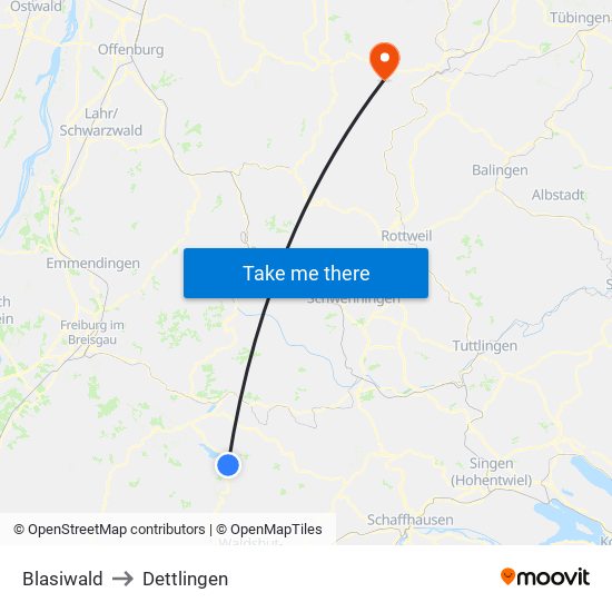 Blasiwald to Dettlingen map
