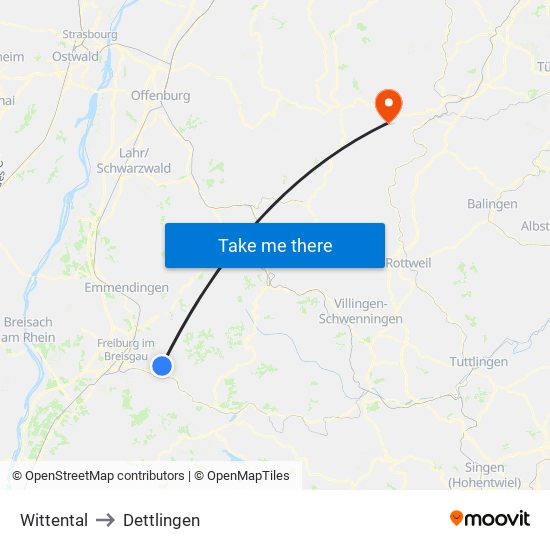 Wittental to Dettlingen map