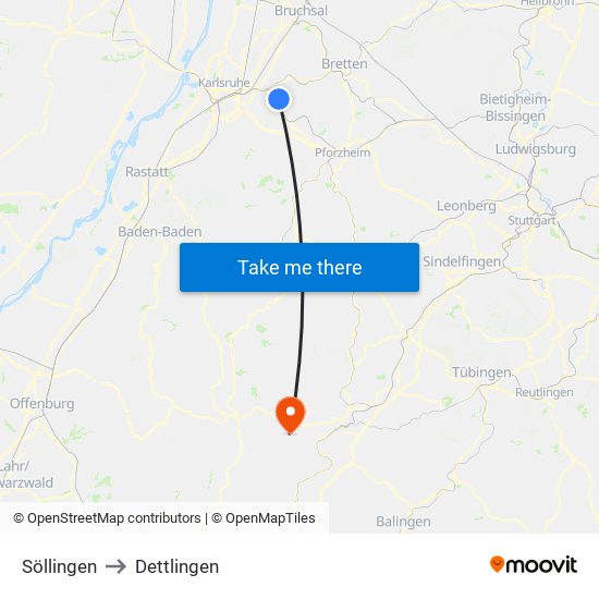 Söllingen to Dettlingen map