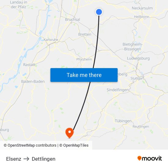 Elsenz to Dettlingen map