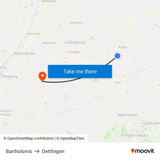 Bartholomä to Dettlingen map