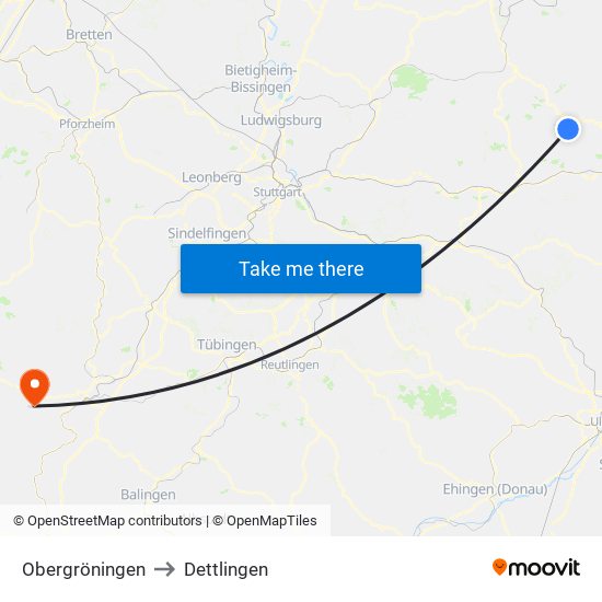 Obergröningen to Dettlingen map