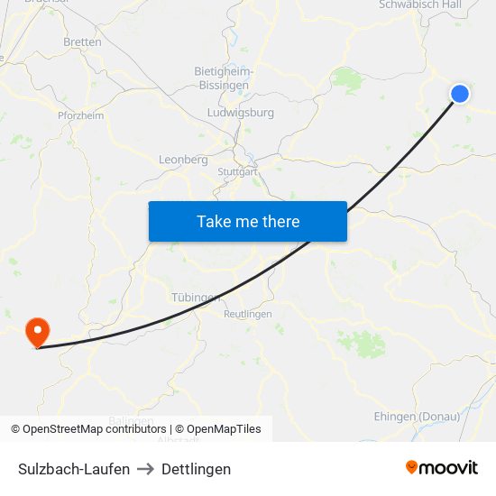 Sulzbach-Laufen to Dettlingen map