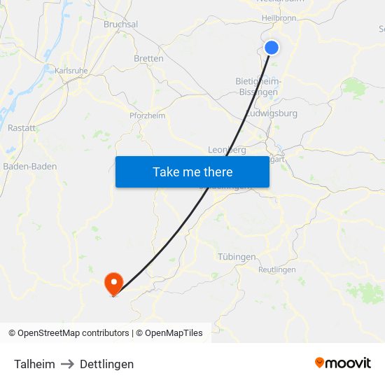 Talheim to Dettlingen map