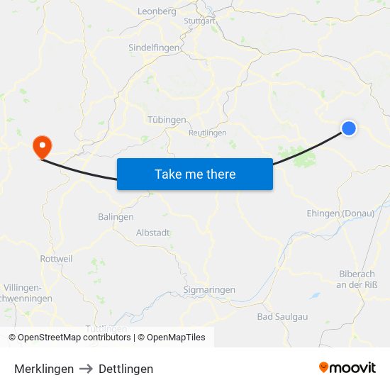 Merklingen to Dettlingen map