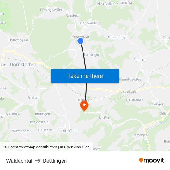 Waldachtal to Dettlingen map
