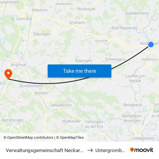 Verwaltungsgemeinschaft Neckarsulm to Untergrombach map