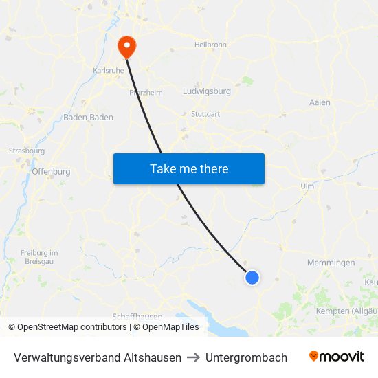 Verwaltungsverband Altshausen to Untergrombach map