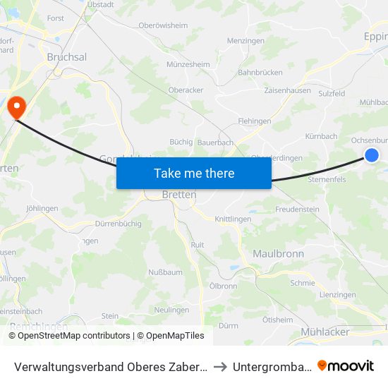 Verwaltungsverband Oberes Zabergäu to Untergrombach map