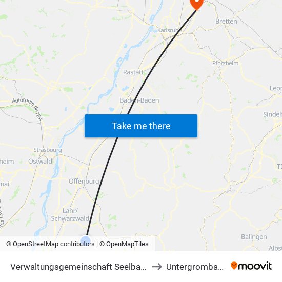 Verwaltungsgemeinschaft Seelbach to Untergrombach map