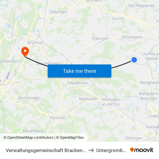 Verwaltungsgemeinschaft Brackenheim to Untergrombach map