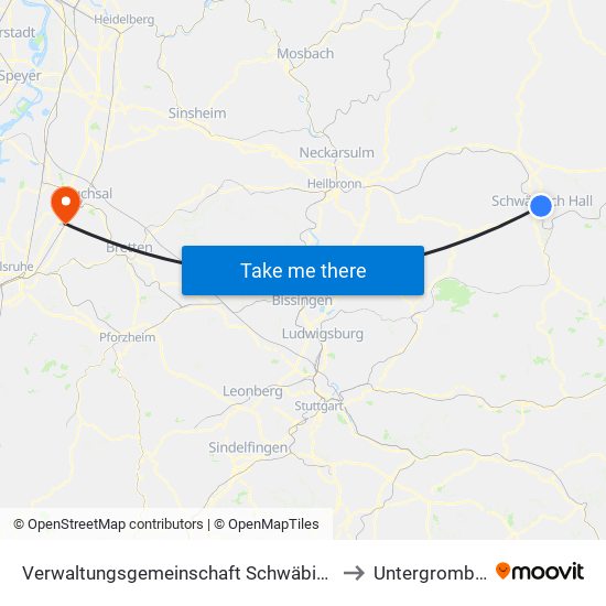 Verwaltungsgemeinschaft Schwäbisch Hall to Untergrombach map