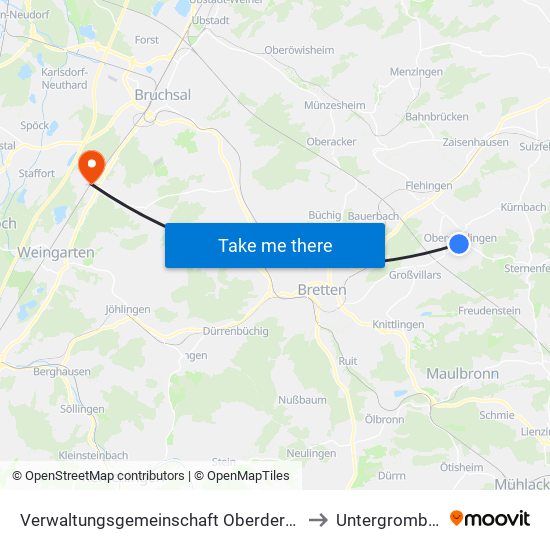 Verwaltungsgemeinschaft Oberderdingen to Untergrombach map