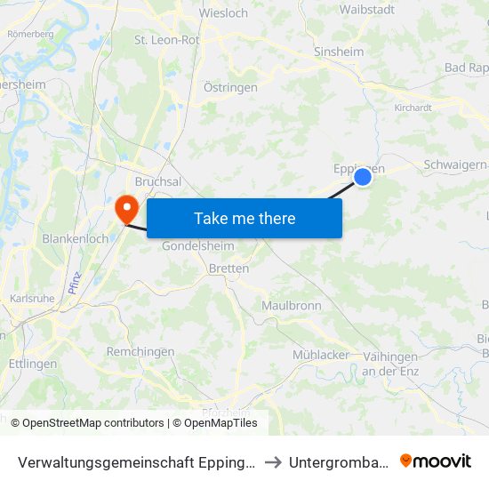 Verwaltungsgemeinschaft Eppingen to Untergrombach map