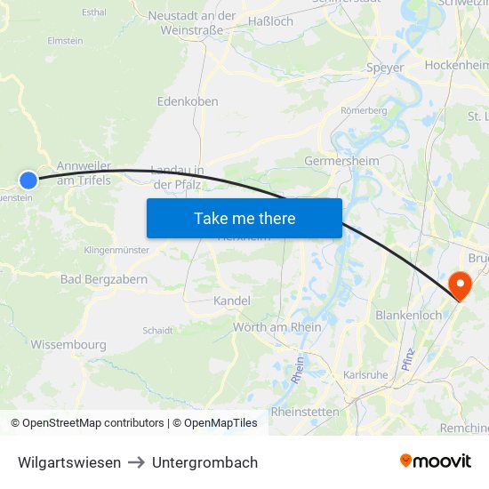 Wilgartswiesen to Untergrombach map