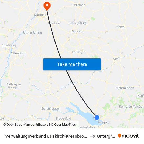 Verwaltungsverband Eriskirch-Kressbronn am Bodensee-Langenargen to Untergrombach map