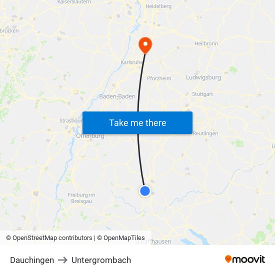 Dauchingen to Untergrombach map