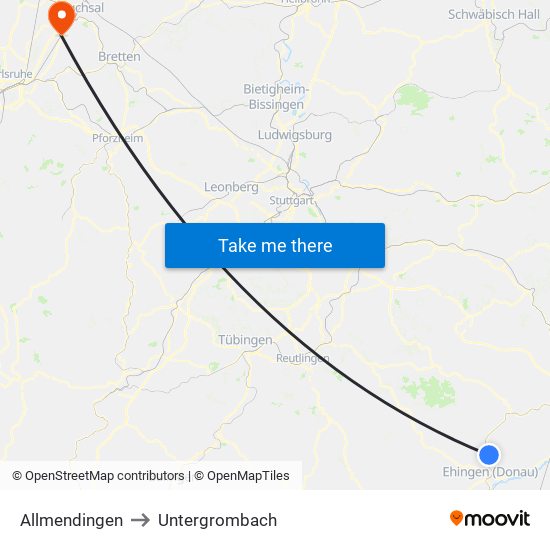 Allmendingen to Untergrombach map