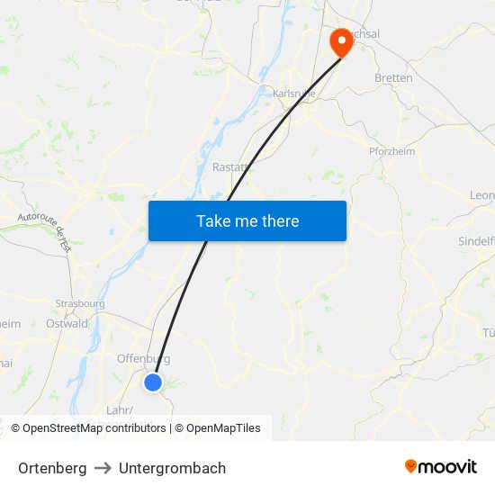 Ortenberg to Untergrombach map