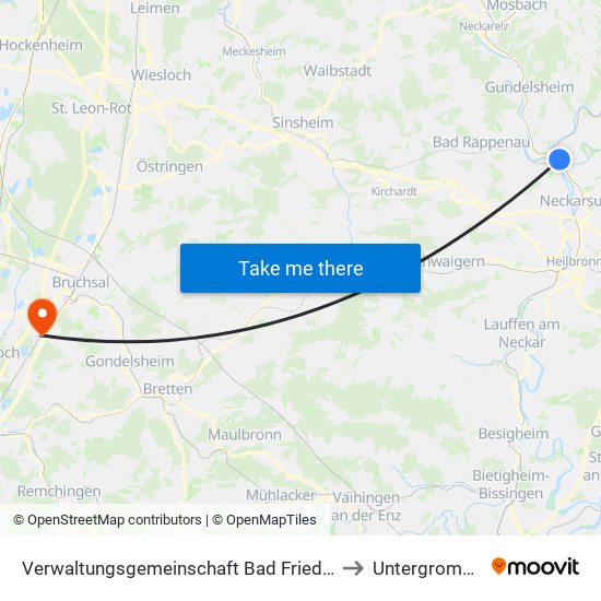 Verwaltungsgemeinschaft Bad Friedrichshall to Untergrombach map