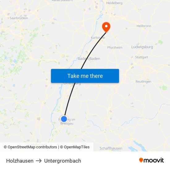 Holzhausen to Untergrombach map