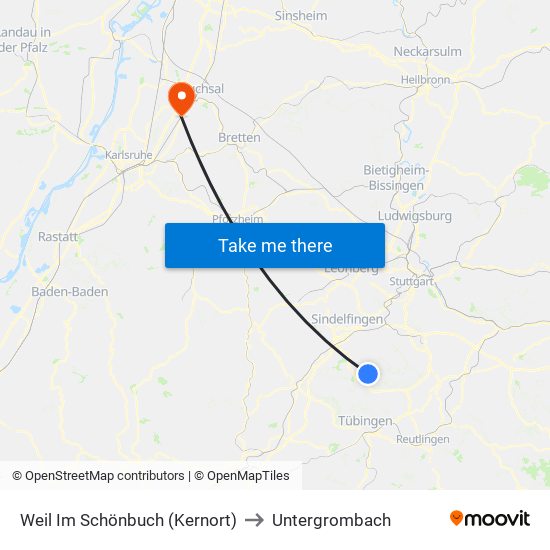 Weil Im Schönbuch (Kernort) to Untergrombach map