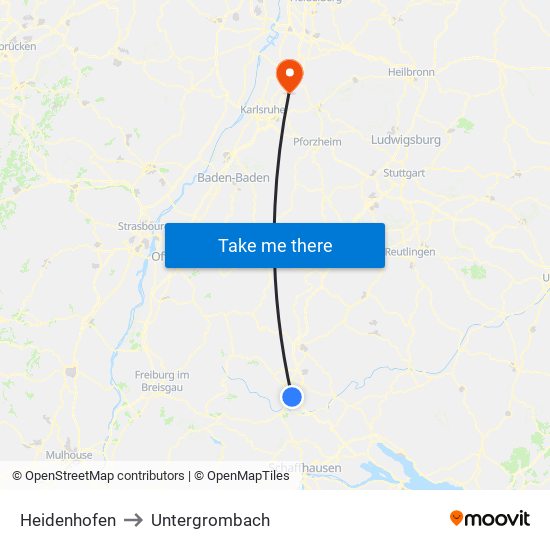 Heidenhofen to Untergrombach map