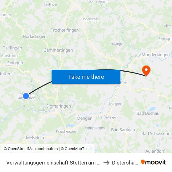 Verwaltungsgemeinschaft Stetten am Kalten Markt to Dietershausen map