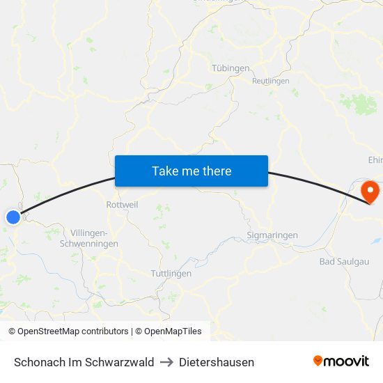 Schonach Im Schwarzwald to Dietershausen map