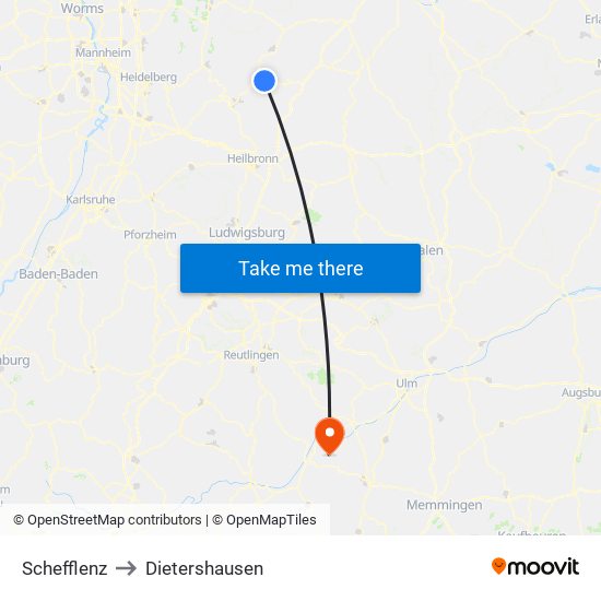 Schefflenz to Dietershausen map
