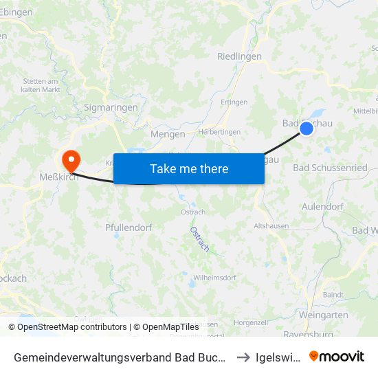 Gemeindeverwaltungsverband Bad Buchau to Igelswies map
