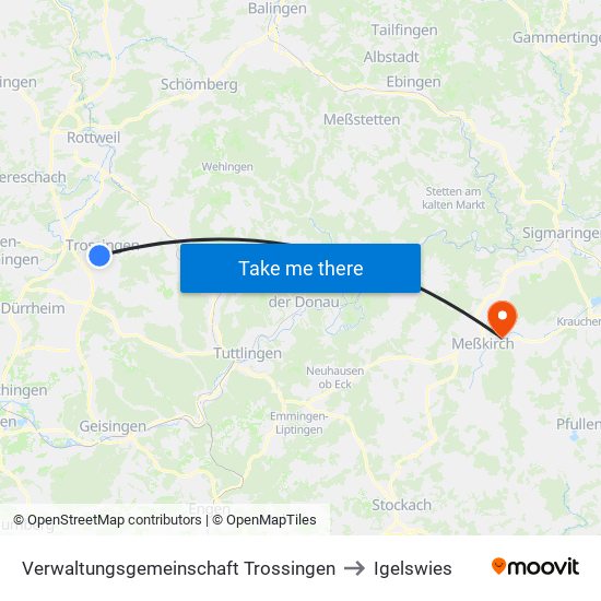 Verwaltungsgemeinschaft Trossingen to Igelswies map